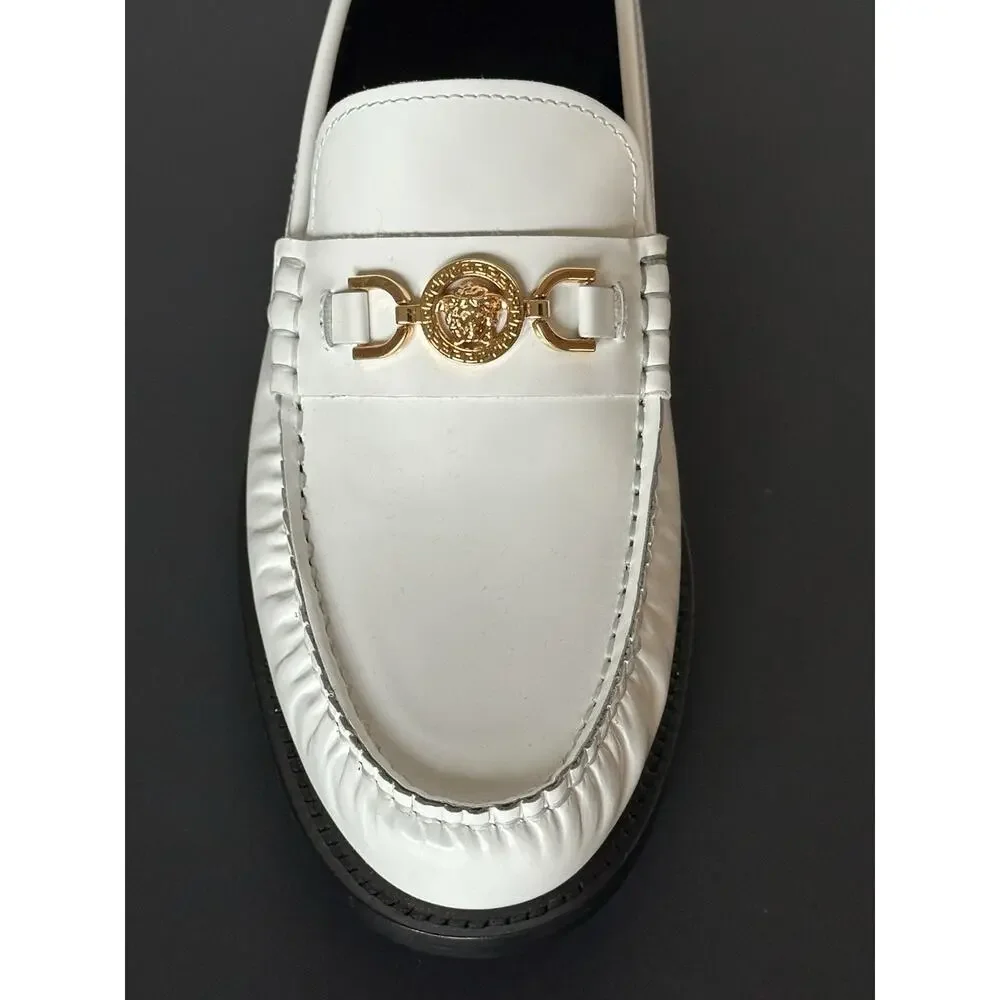 VERSACE Men's Medusa White Leather Loafers 9.5 US (42.5 Eu) 1013592 IT NIB $775